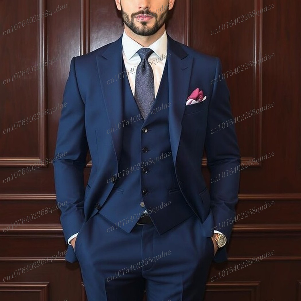Formal Wear Jersey For Men - Темно-синий мужской костюм для торжественных случаев,