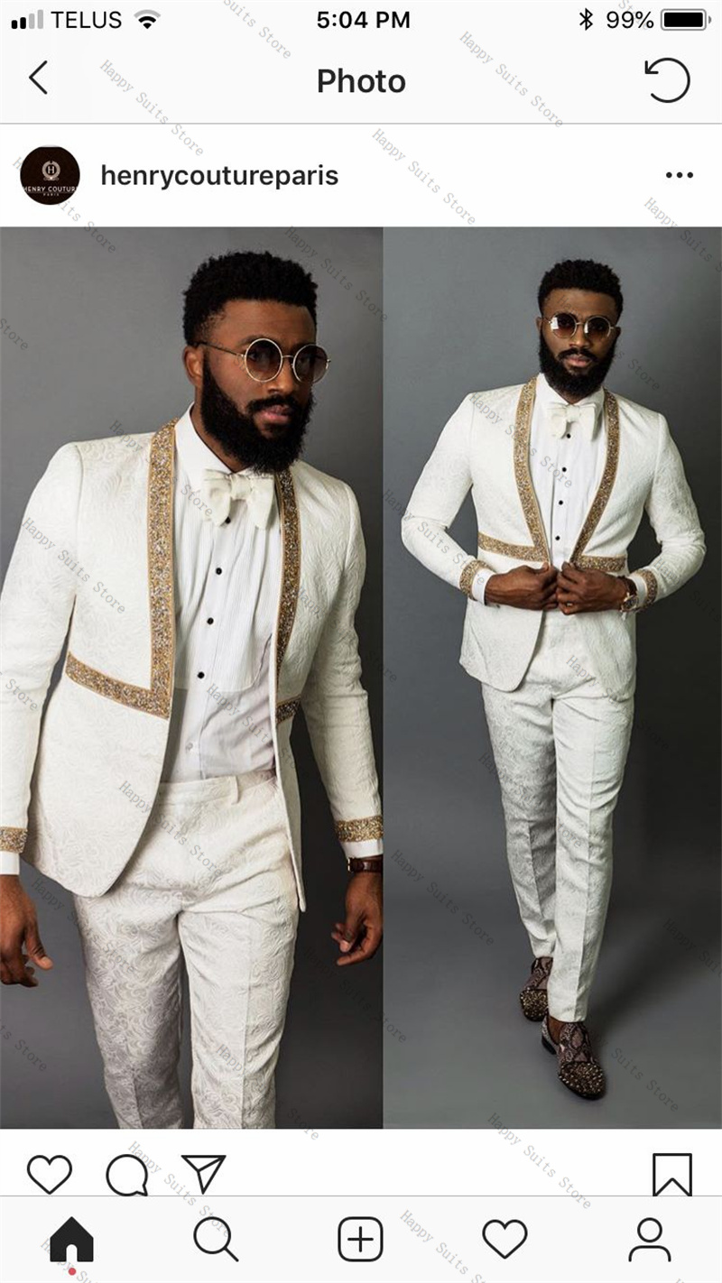 Formal Wear Jersey For Men - Белый осенний мужской костюм, комплект из
