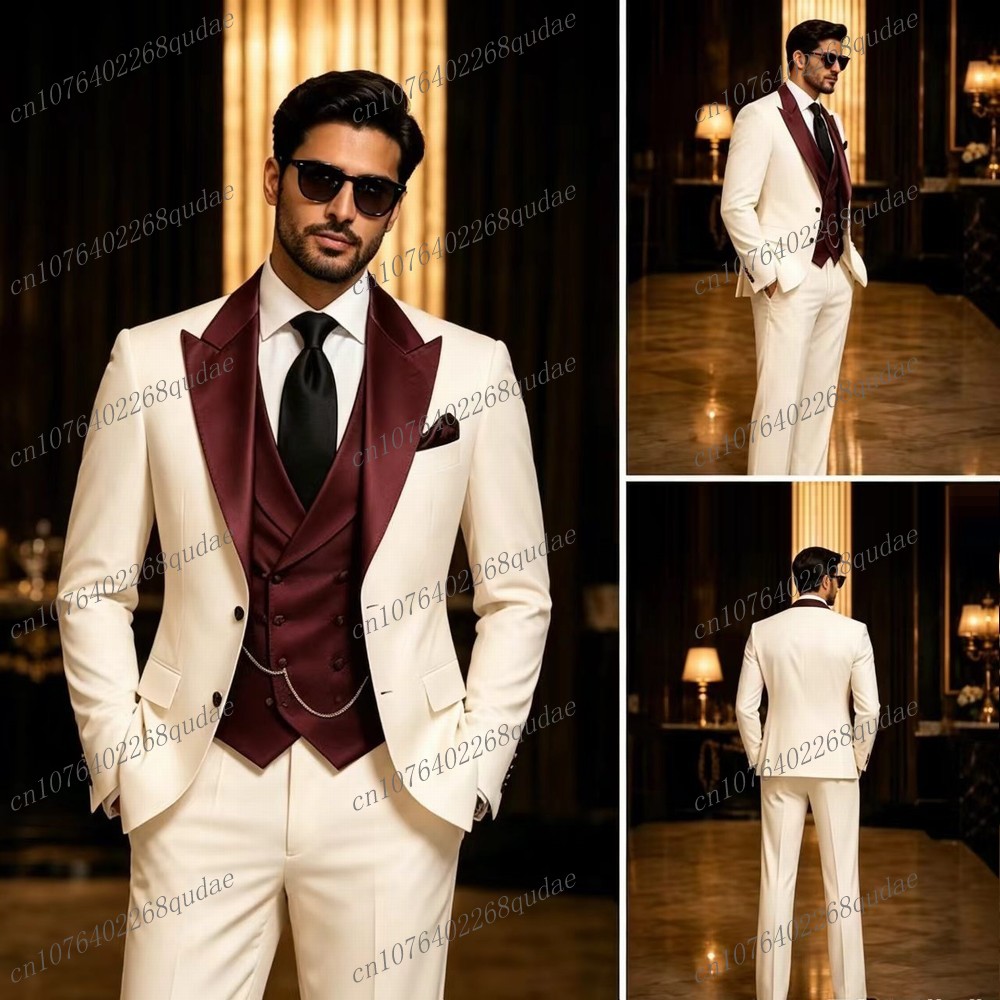 Formal Wear Jersey For Men - Формальный мужской костюм бордового и белого