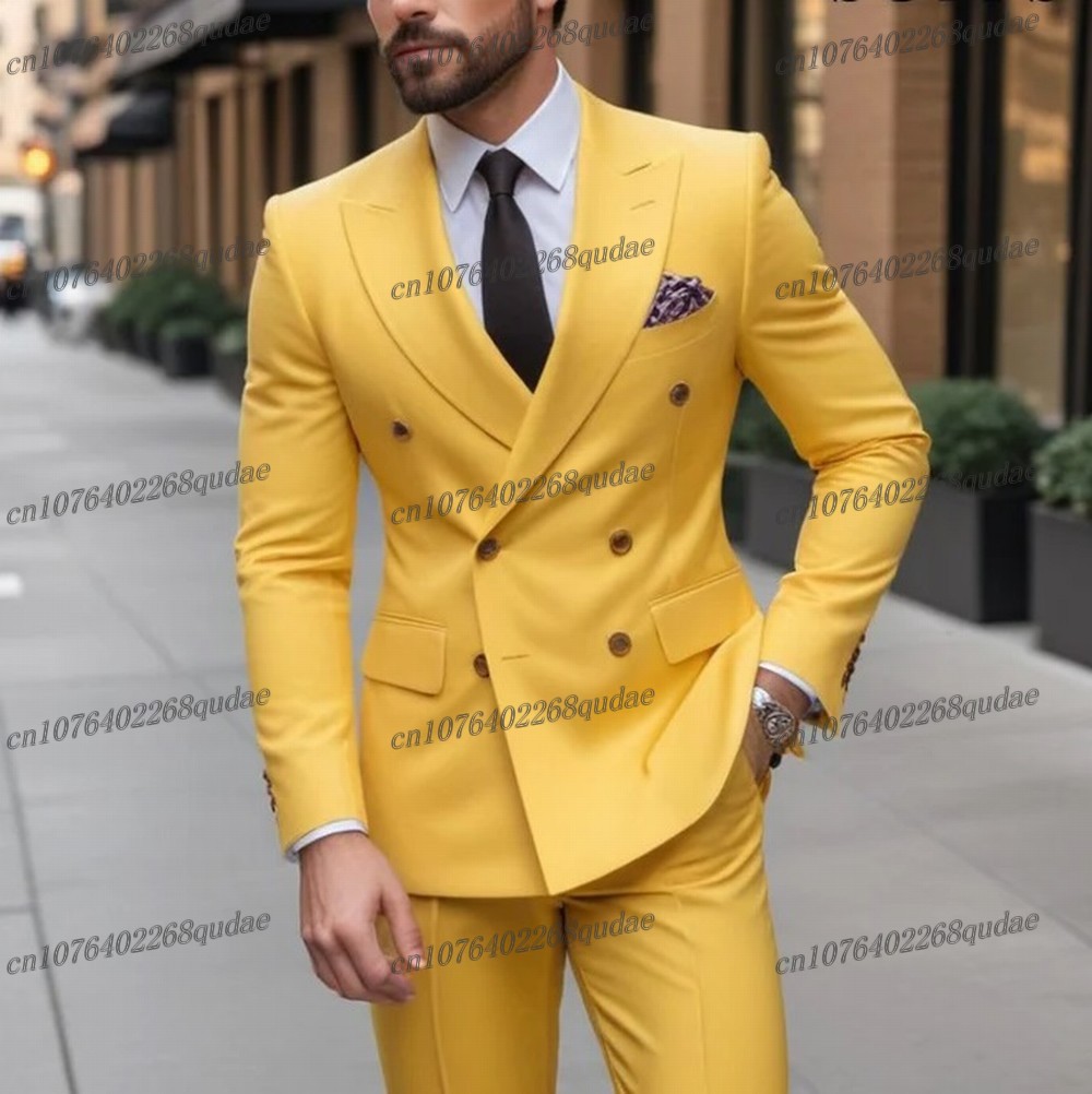 Formal Wear Jersey For Men - Желтый мужской костюм для торжественных случаев,