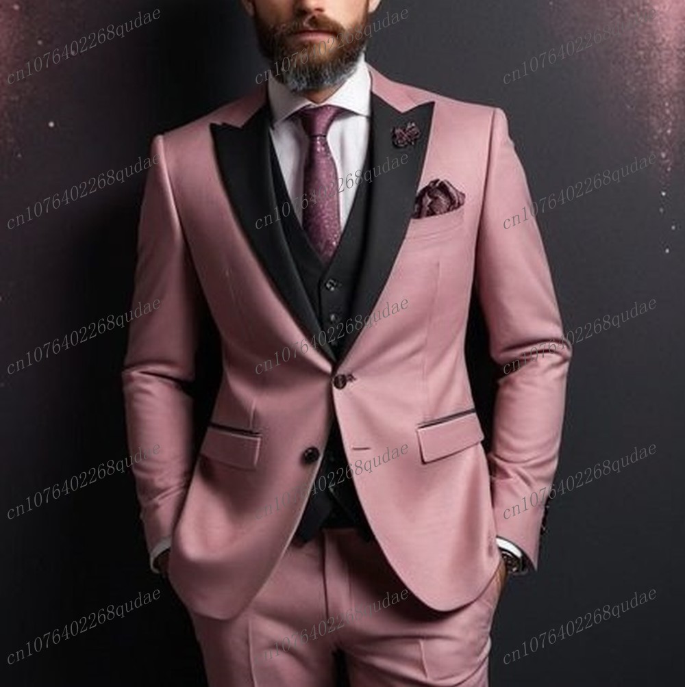 Formal Wear Jersey For Men - Темно-розовый и черный деловой мужской костюм