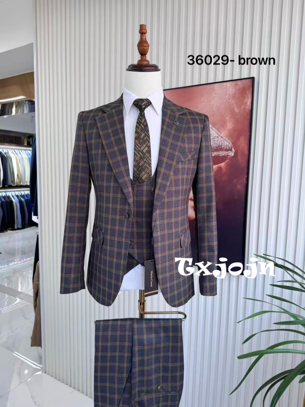 Men Formal Wear Sale - Мужской элегантный костюм в клетку, 3