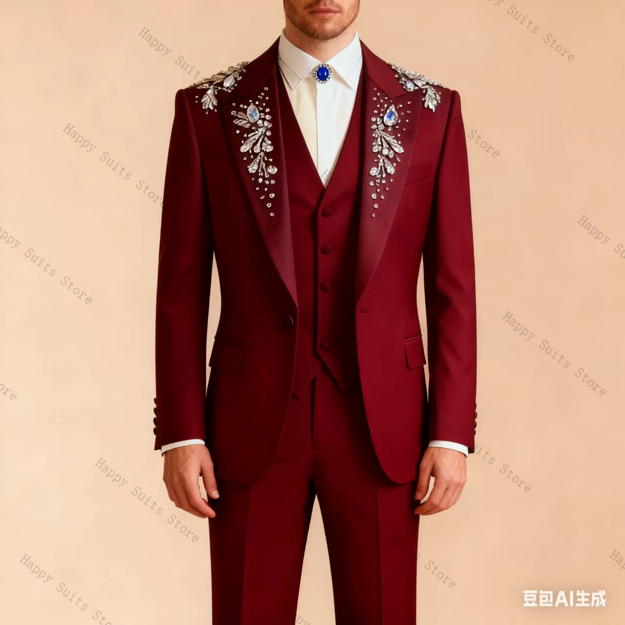 Мужской костюм с синими криста – обзор и цена Formal Wear Jersey For Men