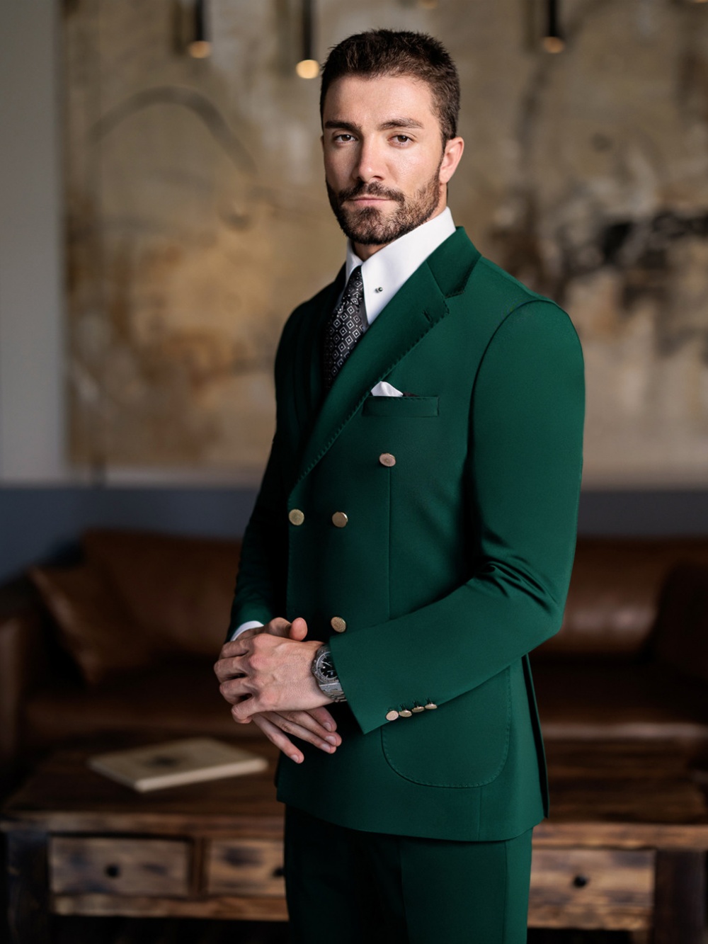 Зеленый мужской костюм-двойка  – обзор и цена Men Formal Wear Green