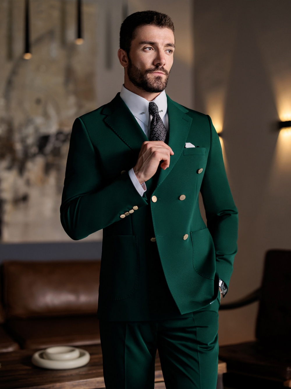 Зеленый мужской костюм-двойка  – обзор и цена Men Formal Wear Green