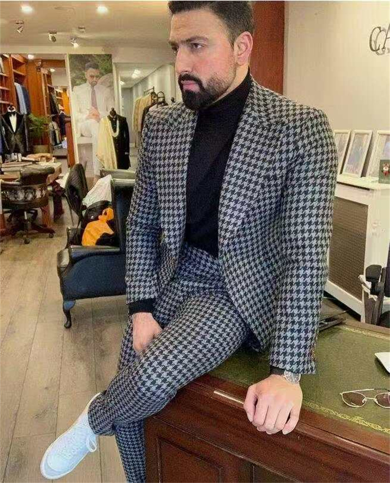 Мужской костюм с узором «гусин – обзор и цена Formal Wear Jersey For Men
