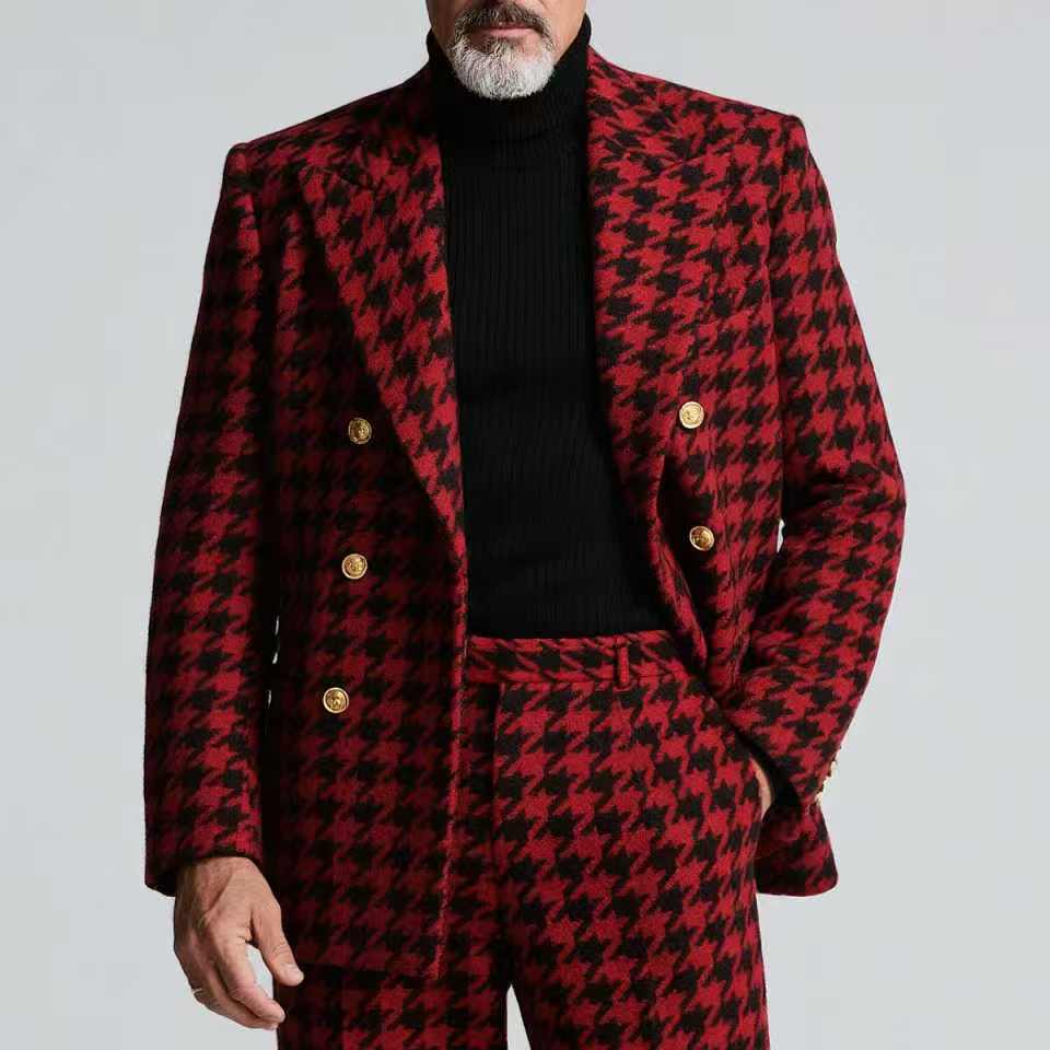 Мужской костюм с узором «гусин – обзор и цена Formal Wear Jersey For Men